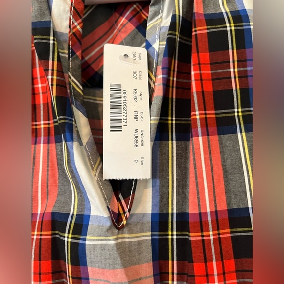 Plaid J. Crew Ruffle Neck Sleeveless Popover Blouse Top (NWT) - Picture 3 of 11